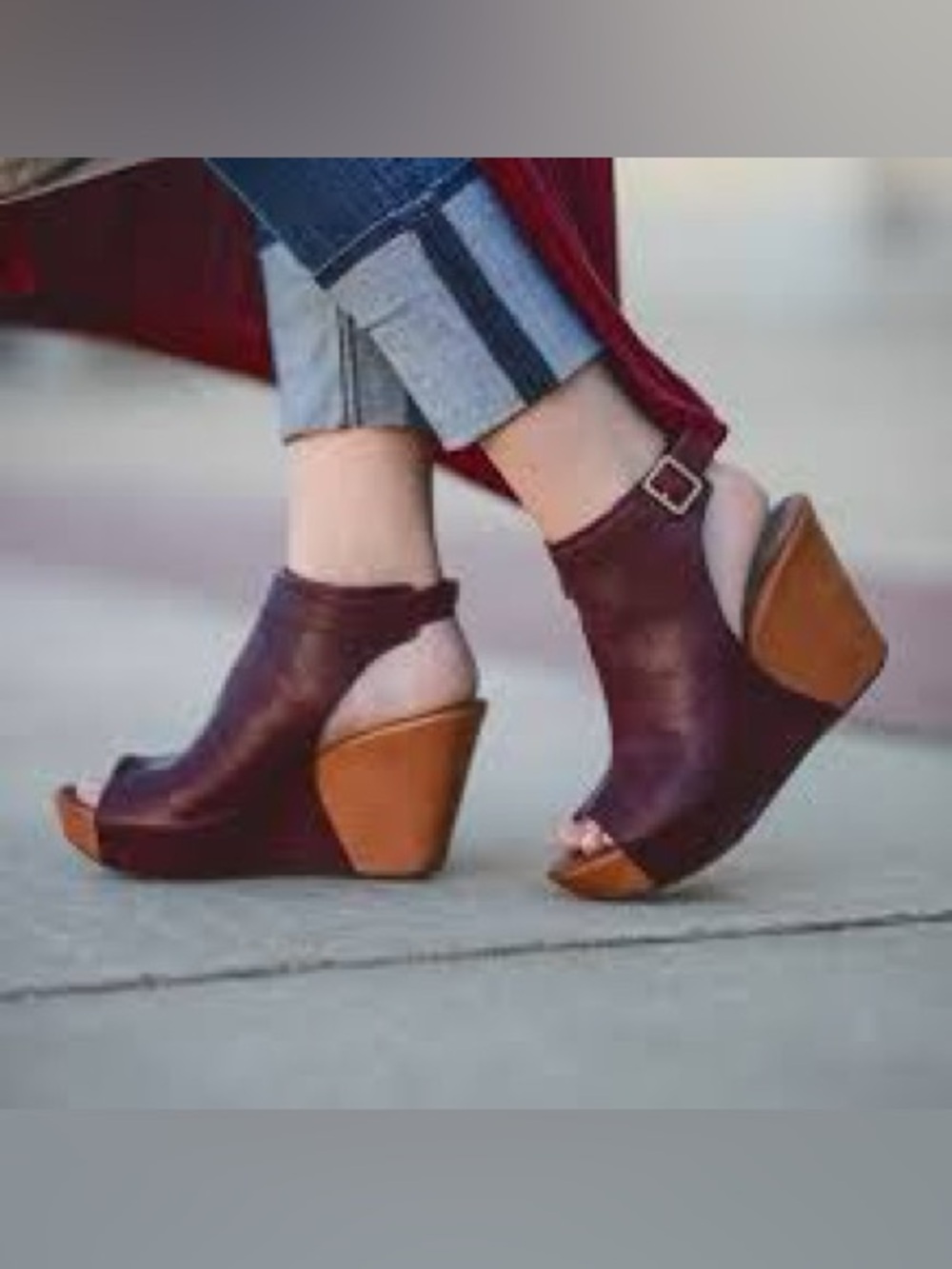 Kork ease Taupe Suede Wedge Peep-Toe Sandal - Picture 10 of 12